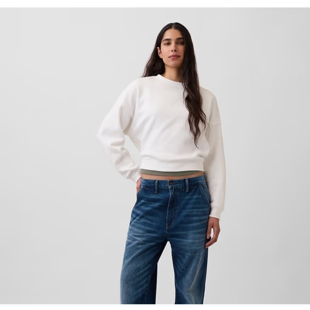 Gap Wedge Seamed Sweatshirt Size XL Off-White Womens Loungewear Comfort NWT New
